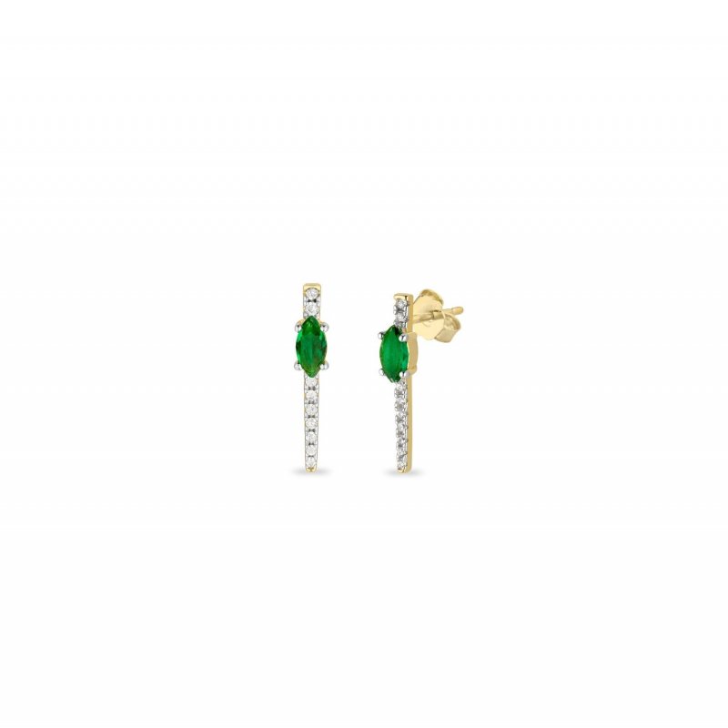 Laura Pjewels - Orecchini Navette - Argento 925 - Smeraldo