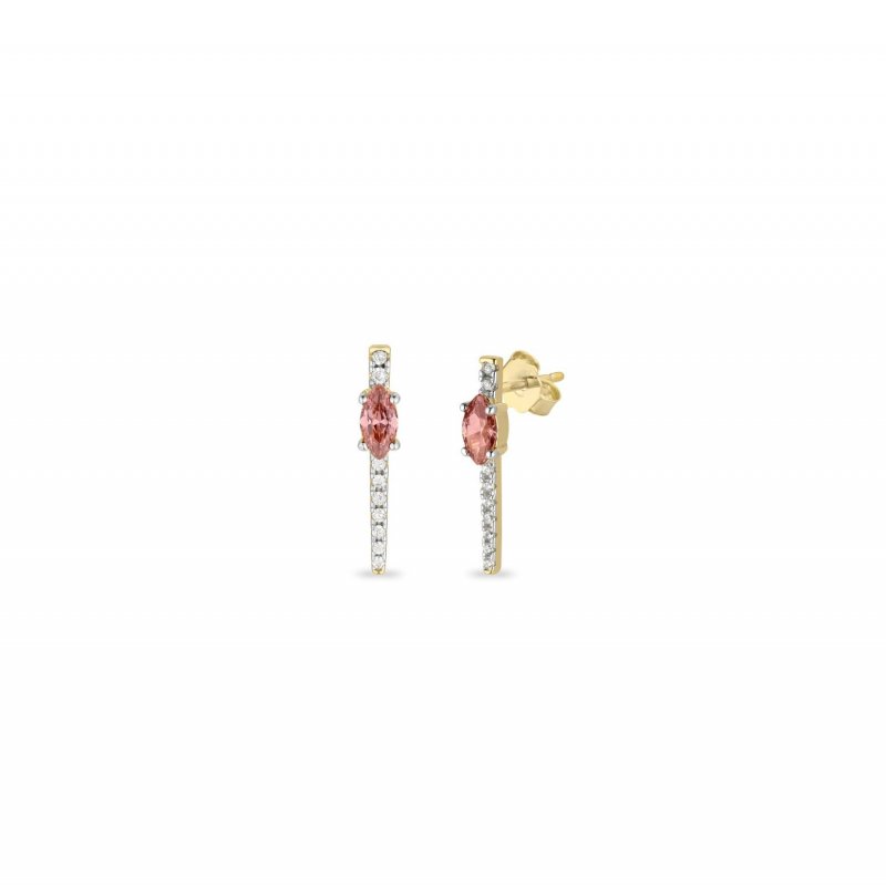 Laura Pjewels - Orecchini Navette Rodolite - Argento 925 - Oro 18Kt