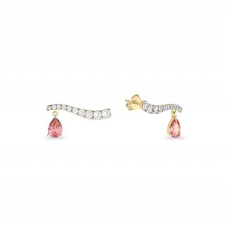 Laura Pjewels - Orecchini Onda Goccia - Argento 925 - Rodolite