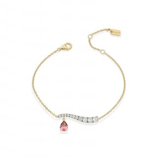 Laura Pjewels - Bracciale Goccia Rodolite - Argento 925 - Oro 18Kt