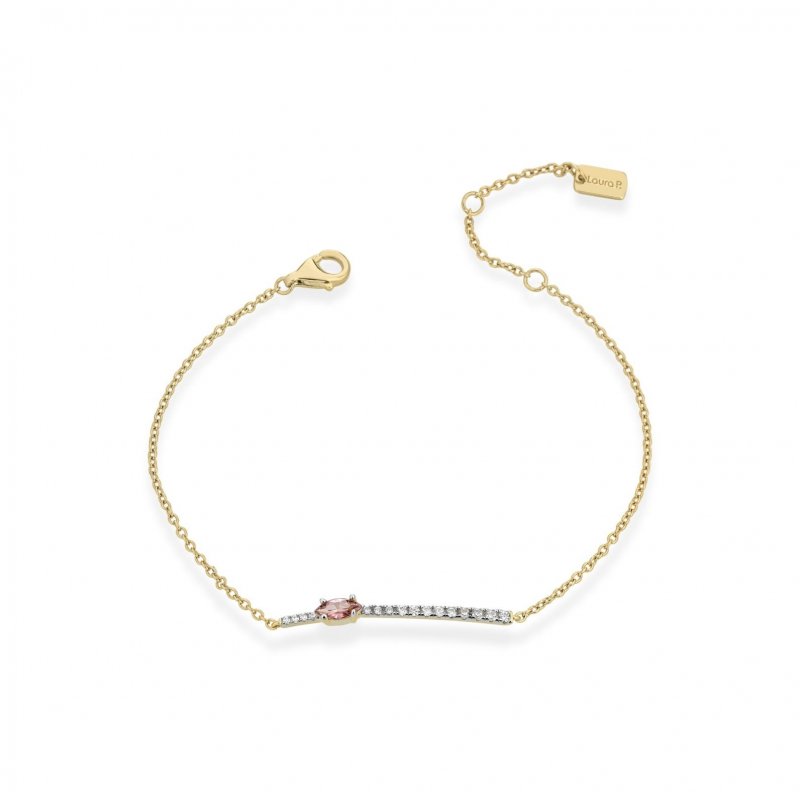 Laura Pjewels - Bracciale Navette Rodolite - Argento - Oro 18Kt