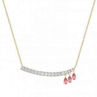 Laura Pjewels - Collana Tre Gocce Rodolite - Argento 925 - Oro 18Kt