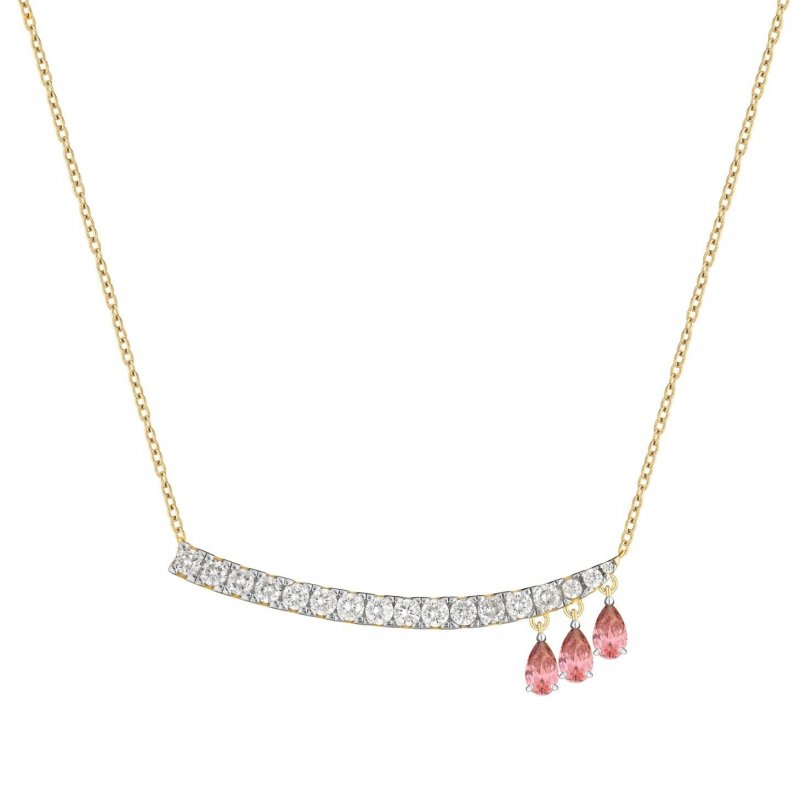Laura Pjewels - Collana Tre Gocce Rodolite - Argento 925 - Oro 18Kt