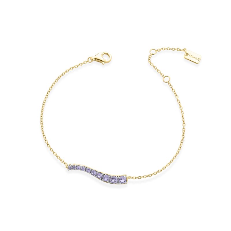 Laura Pjewels - Bracciale Onda Zirconi Lavanda - Argento 925 - Oro 18Kt