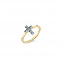Laura Pjewels - Anello Crocetta - Argento 925 - Zirconi Sky Blu