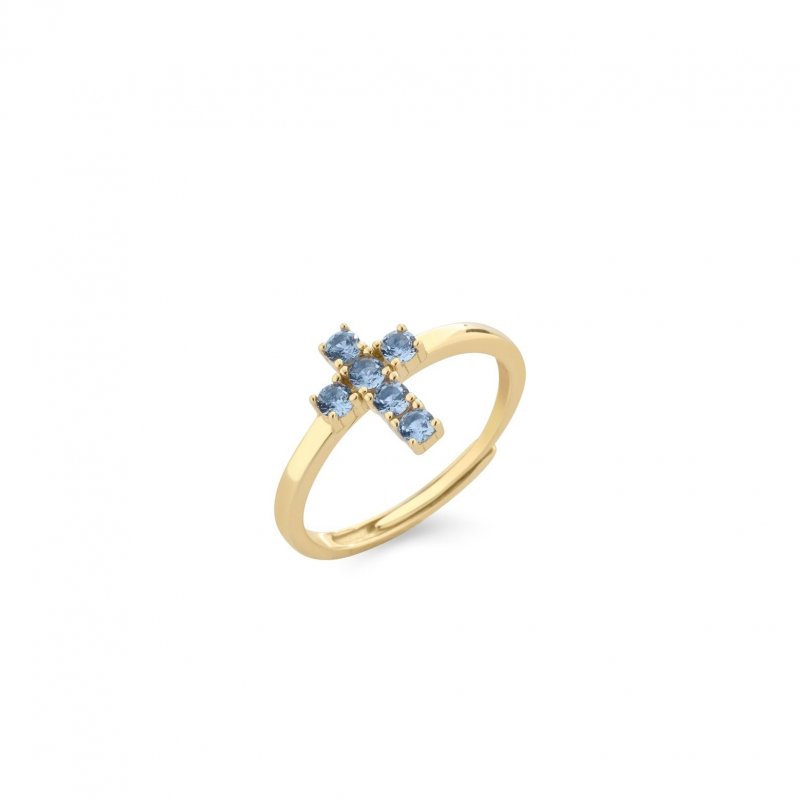 Laura Pjewels - Anello Crocetta - Argento 925 - Zirconi Sky Blu