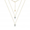Laura Pjewels - Collana Doppia Crocetta - Argento - Zirconi Sky Blu