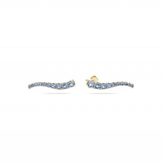 Laura Pjewels - Orecchini Onda - Argento 925 - Zirconi Sky Blu