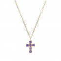 Laura Pjewels - Collana Croce Lilla - Argento 925 - Zirconi