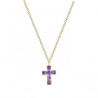 Laura Pjewels - Collana Croce Lilla - Argento 925 - Zirconi