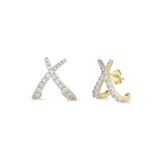 Laura Pjewels - Orecchini Incrocio - Argento 925 - Zirconi Bianchi