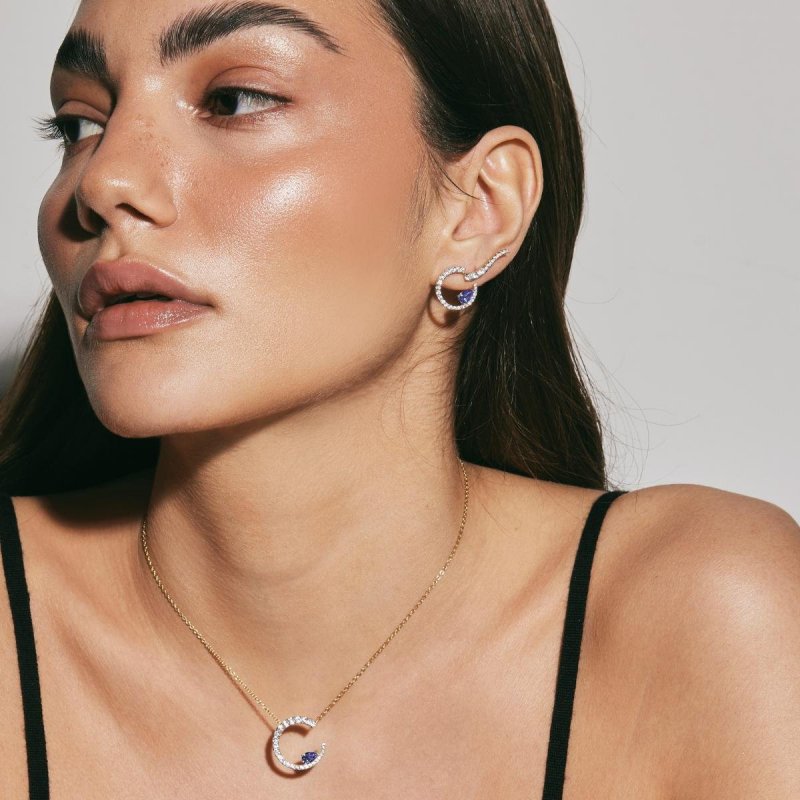 Laura Pjewels - Orecchini Luna Goccia - Argento - Tanzanite