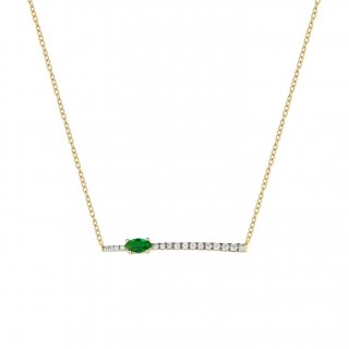 Laura Pjewels - Collana Navette Smeraldo - Argento 925 - Placcato Oro