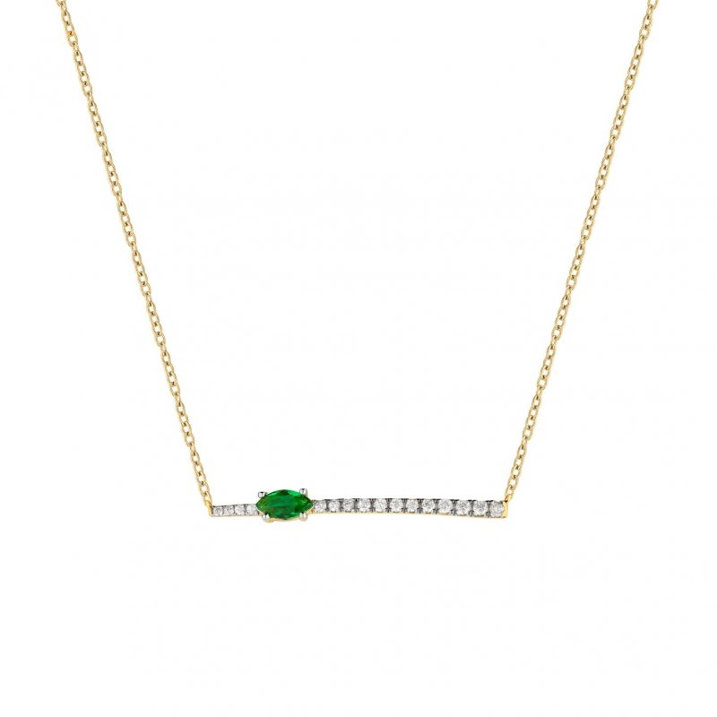 Laura Pjewels - Collana Navette Smeraldo - Argento 925 - Placcato Oro