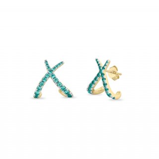 Laura Pjewels - Orecchini Incrocio - Argento 925 - Zirconi Paraiba