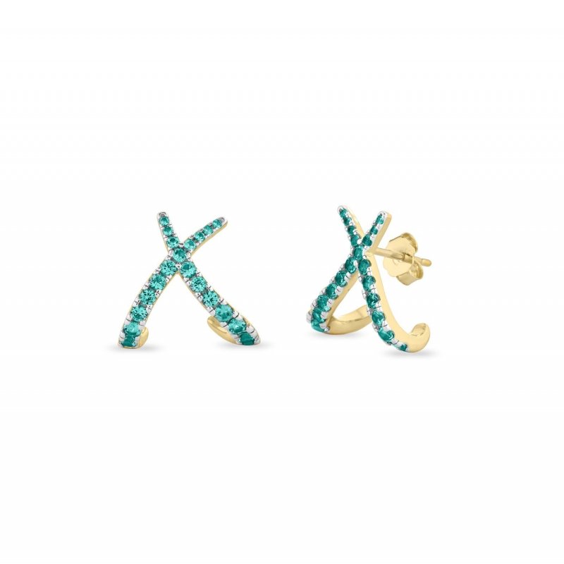 Laura Pjewels - Orecchini Incrocio - Argento 925 - Zirconi Paraiba