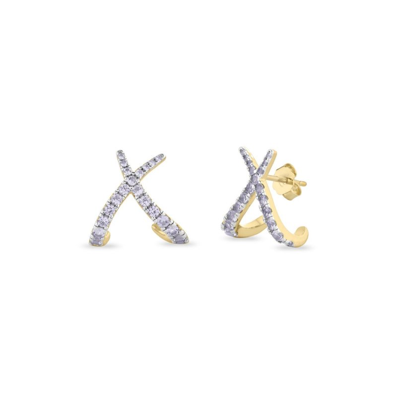 Laura Pjewels - Orecchini Incrocio - Argento 925 - Zirconi Lavanda