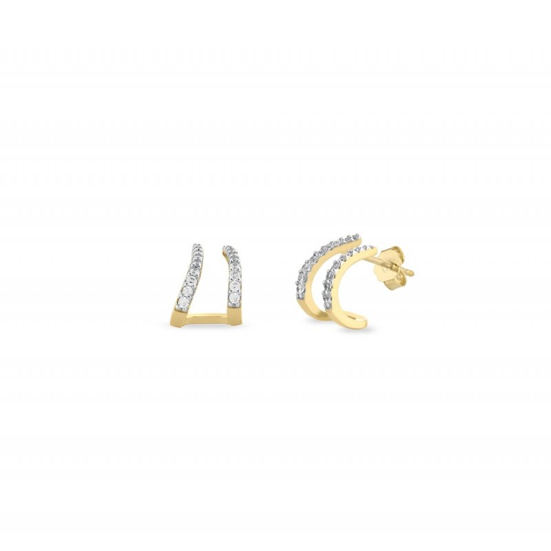 Laura Pjewels - Orecchini Zirconi Bianchi - Argento 925 - Placcati Oro