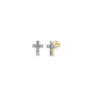 Laura Pjewels - Orecchini Crocetta - Argento 925 - Zirconi Sky Blu