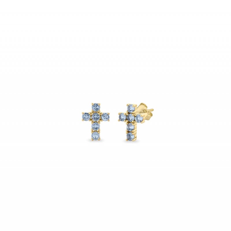 Laura Pjewels - Orecchini Crocetta - Argento 925 - Zirconi Sky Blu