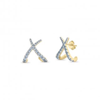 Laura Pjewels - Orecchini Incrocio - Argento 925 - Zirconi Sky Blu