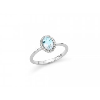 Miluna - Anello Acquamarina E Diamanti - Oro Bianco - Naturale