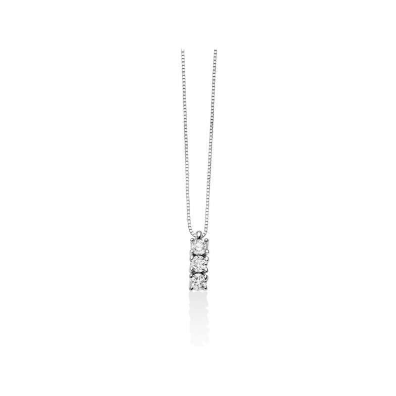 Miluna - Collana Trilogy Oro Bianco - 3 Diamanti Naturali