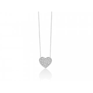 Miluna - Collana Cuore Medio - Oro Bianco - Diamanti Naturali