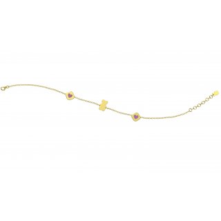 Nanan - Bracciale Orsetto - Oro 9Kt - Cuori Lilla