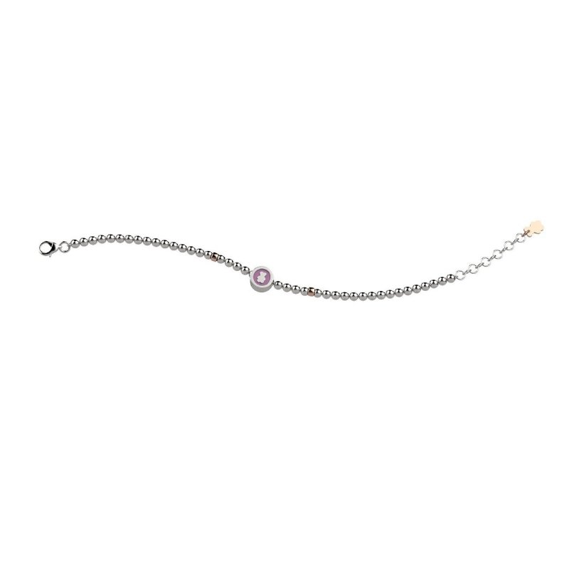 Nanan - Bracciale Argento 925 Con Pallini - Orsetto Rosa
