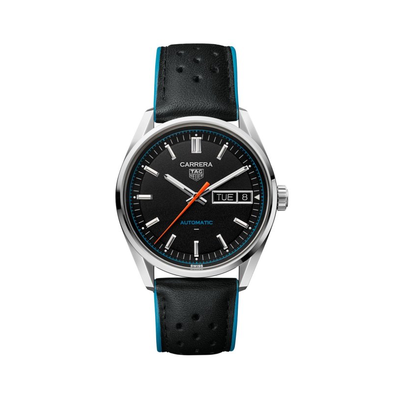 Tag Heuer - Carrera Day-Date - Automatico - Acciaio - Pelle Nera