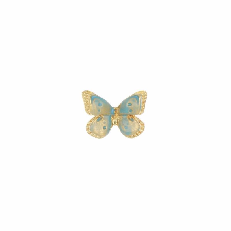 Maman Et Sophie - Orecchino Farfalla Smalto Celeste - Argento 925 - Oro