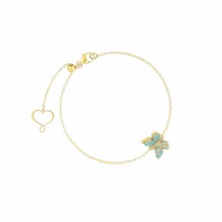 Maman Et Sophie - Bracciale Farfalla Smalto Celeste - Argento 925 - Oro