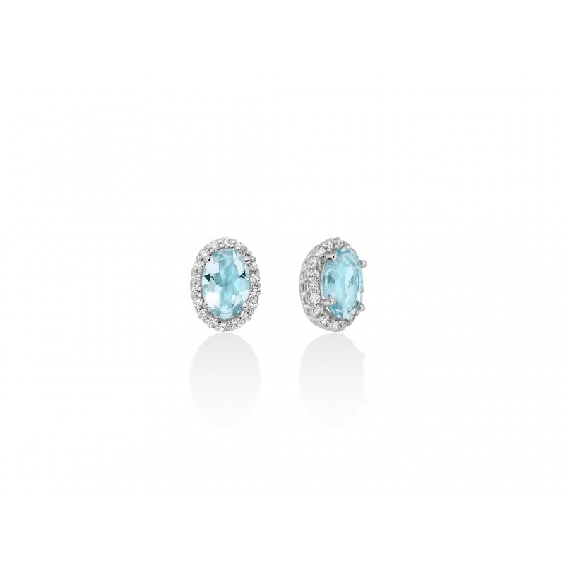 Miluna - Orecchini Acquamarina Ovali - Oro Bianco - Diamanti