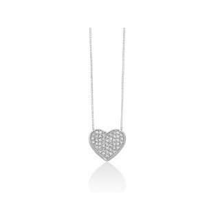 Miluna - Collana Cuore Grande - Oro Bianco - Diamanti