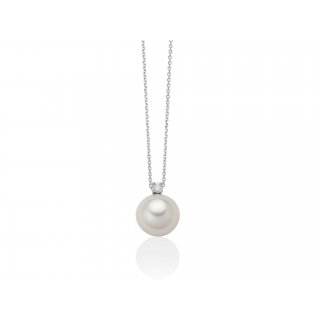 Miluna - Collana Perla Oriente - Oro Bianco 750 - Diamante