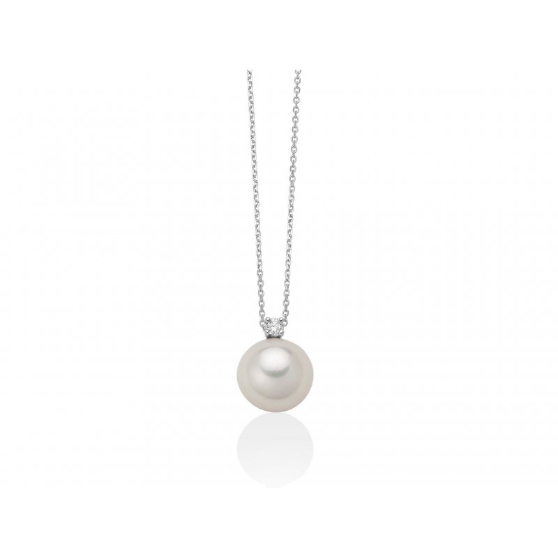 Miluna - Collana Perla Oriente - Oro Bianco 750 - Diamante