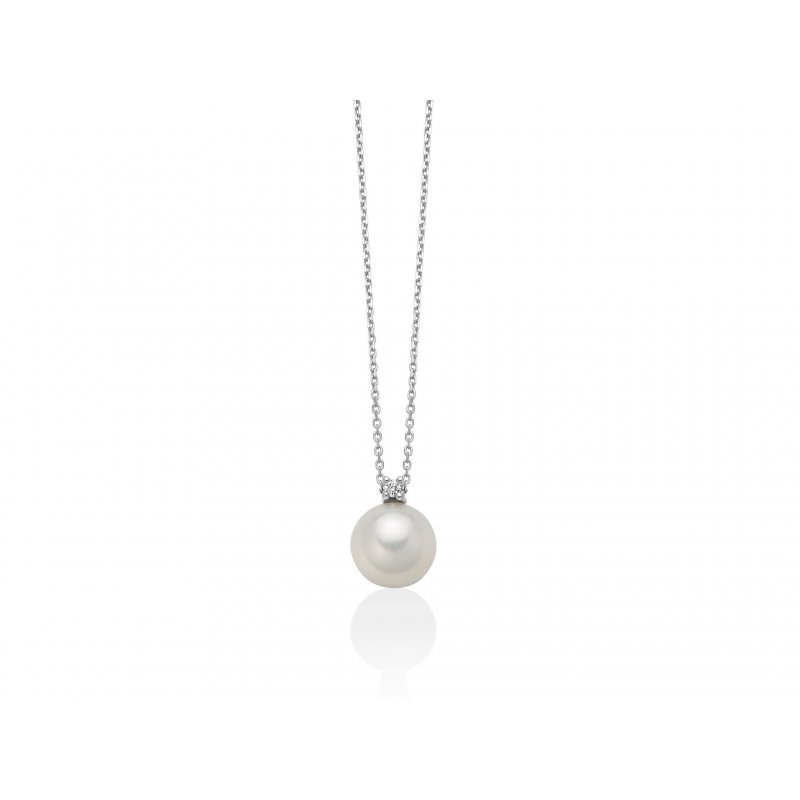 Miluna - Collana Perla Oriente - Oro Bianco 750 - Diamante