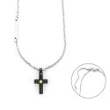 Collana Uomo 4Us Cesare Paciotti Acciaio Spinello Nero Croce Oro 18 Kt 4Ucl6922