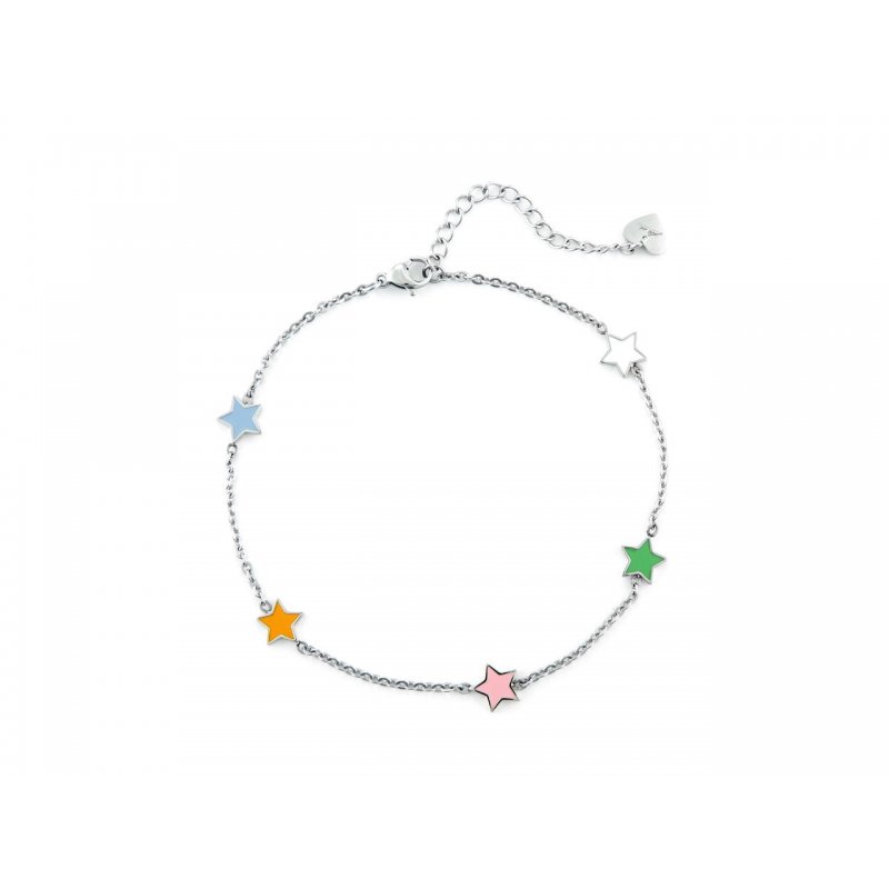 Cavigliera Donna 4Us Cesare Paciotti Acciaio  Con Stelle Smaltate Multicolore 4Ucv6618W