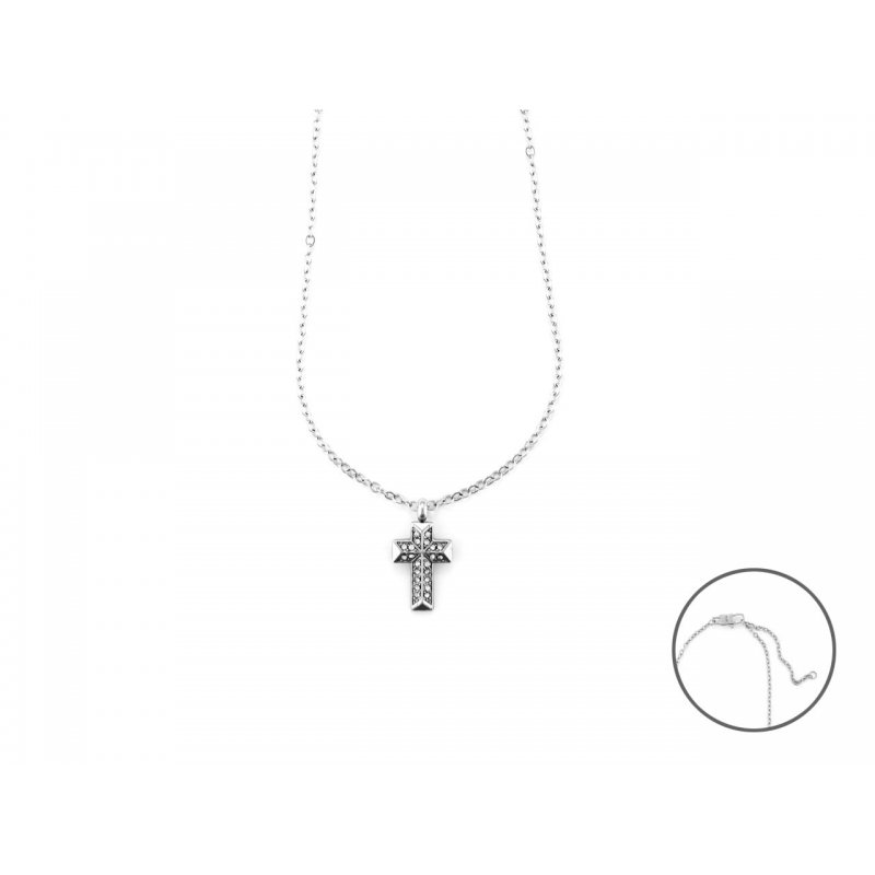 Collana Uomo 4Us Cesare Paciotti Acciaio Croce Zirconi Bianchi 4Ucl6720