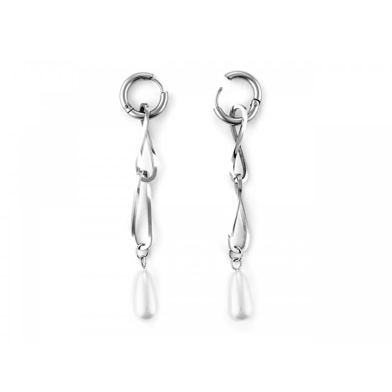 Orecchini Donna 4Us Cesare Paciotti Acciaio Catena Perle 4Uor6469W