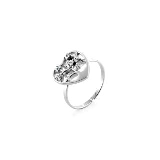 Anello Donna 4Us Cesare Paciotti Acciaio A  Cuore Con Zirconi 4Uan6516W