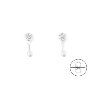 Orecchini Donna Argento 925 4Us Cesare Paciotti Perla E Zirconi 4Uor6578W