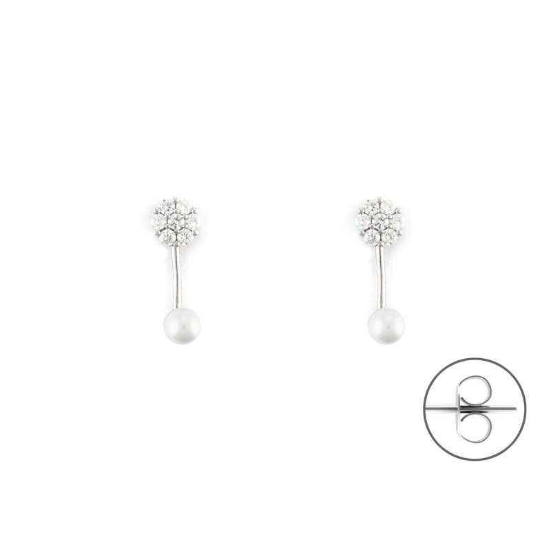 Orecchini Donna Argento 925 4Us Cesare Paciotti Perla E Zirconi 4Uor6578W