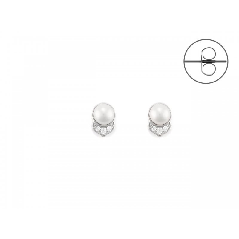 Orecchini Donna Argento 925 4Us Cesare Paciotti Perla E Zirconi 4Uor6116W