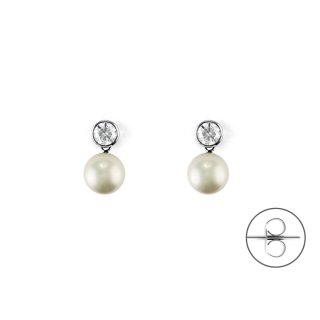 Orecchini Donna Argento 925 4Us Cesare Paciotti Perla E Zirconi 4Uor6588W