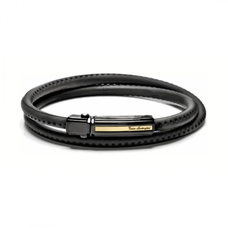 Tonino Lamborghini - Bracciale Uomo Pelle - Chiusura Acciaio Nero