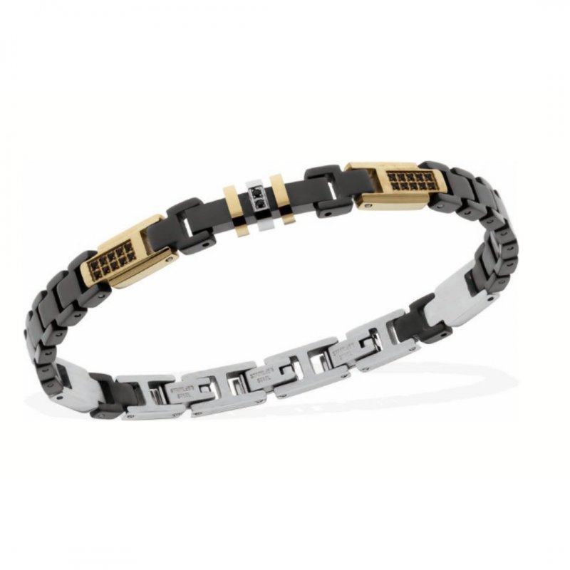 Tonino Lamborghini - Bracciale Uomo - Acciaio - Dettagli Dorati