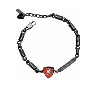 Tonino Lamborghini - Bracciale Uomo - Acciaio Nero - Smalto Rosso